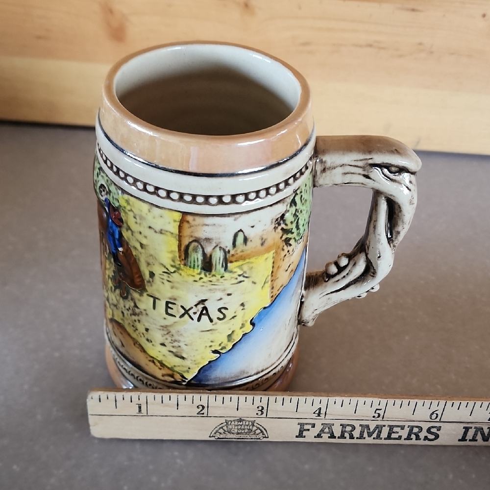 Texas Ceramic Souvenir Beer Stein - Yellow & Blue - Picture 13 of 13
